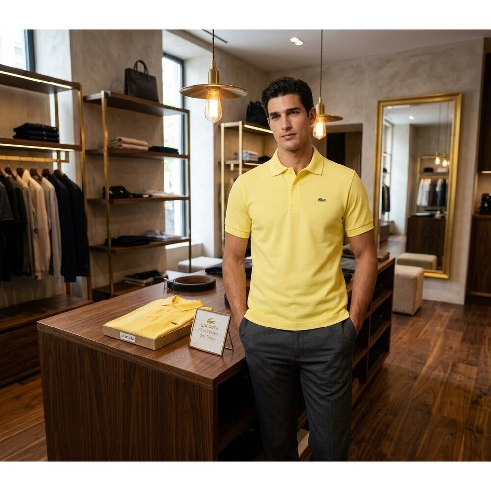 Lacoste Classic Fit Pique Polo Shirt Size 6 US XL Yellow Lime Preppy Crocodile